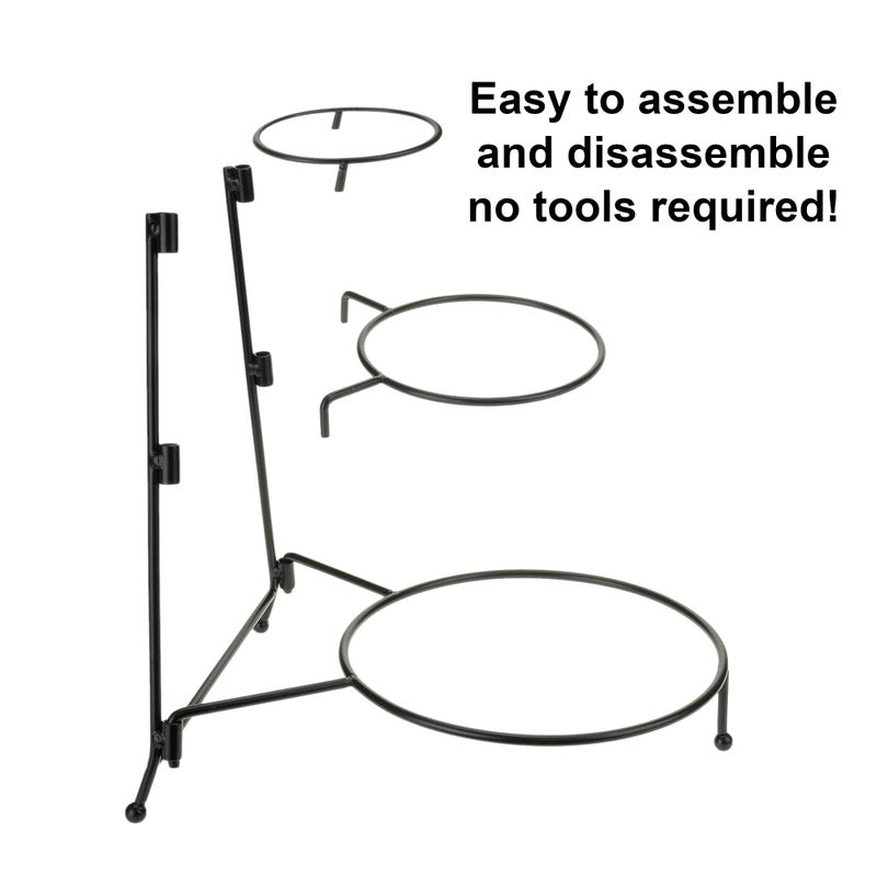 Roe & Moe 3 Tier Serving Stand Ceramic Bowl Set with Metal Rack, Tiered Bowls for Parties Candy Appetizer Dessert Fruit Cake Veggies Chips & Dip - Image 3